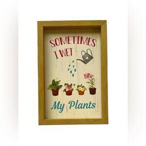Humorous Plant Decor Art with Wooden Frame
